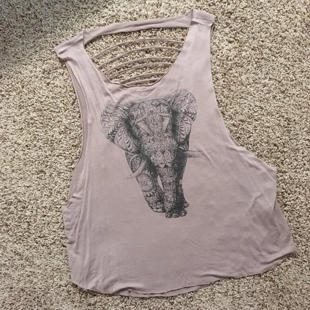 Elephant Print Loose Tank Top